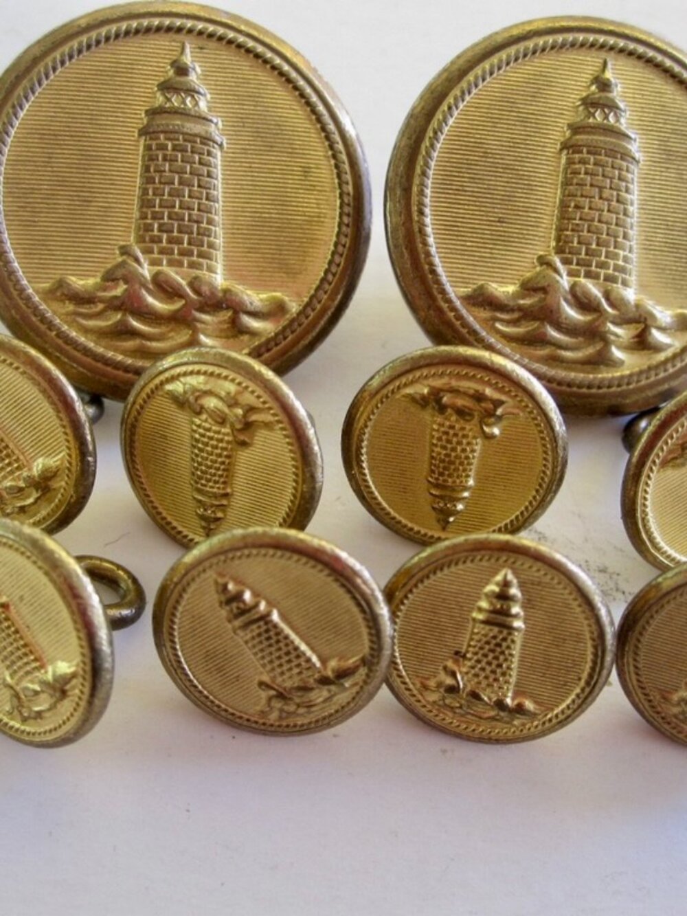 Waterbury 10 Brass Blazer Replacement Buttons Lighthouse Design Preppy USA MADE